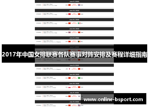 2017年中国女排联赛各队赛事对阵安排及赛程详细指南 2017年中国女排联赛各队赛事对阵安排及赛程详细指南