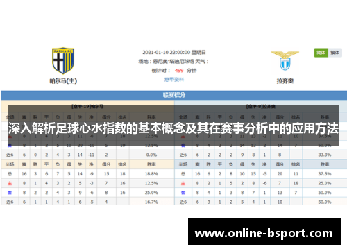深入解析足球心水指数的基本概念及其在赛事分析中的应用方法 深入解析足球心水指数的基本概念及其在赛事分析中的应用方法